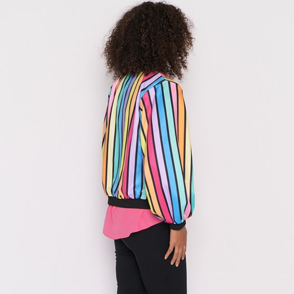 Flashy Stripe Bomber Jacket, Plus Size 18 - Picture 5 of 11